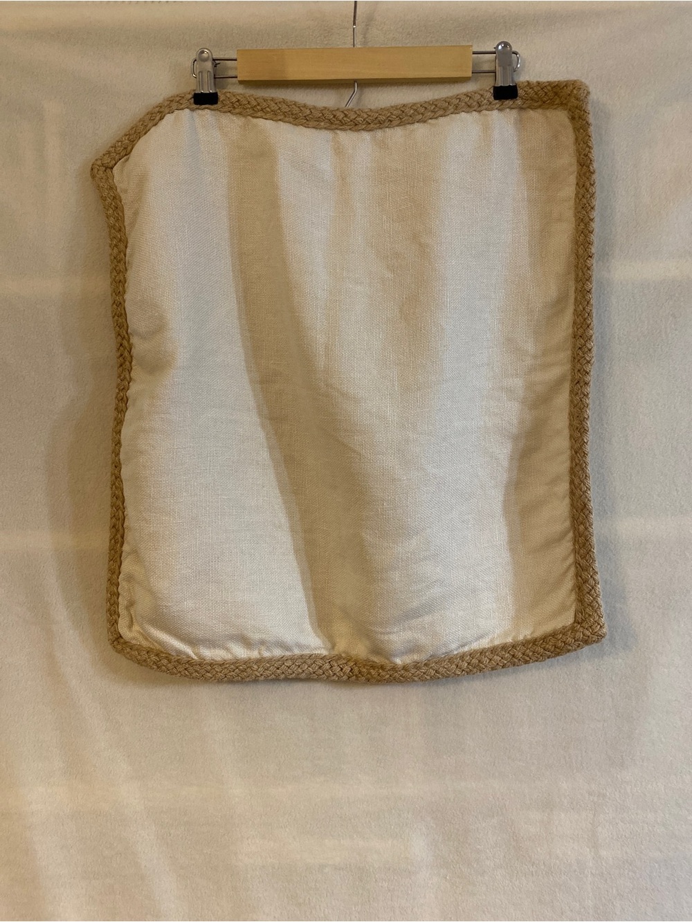 Pottery Barn ivory 100% linen jute braid edge 20" x 20" pillow cover